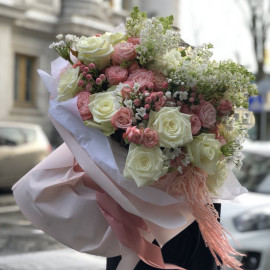 Букет Рожевий вітер у теплих обіймах доставка квітів
