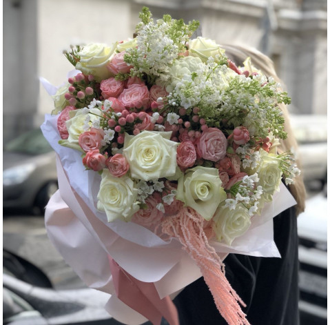 Букет Рожевий вітер у теплих обіймах 2 доставка квітів