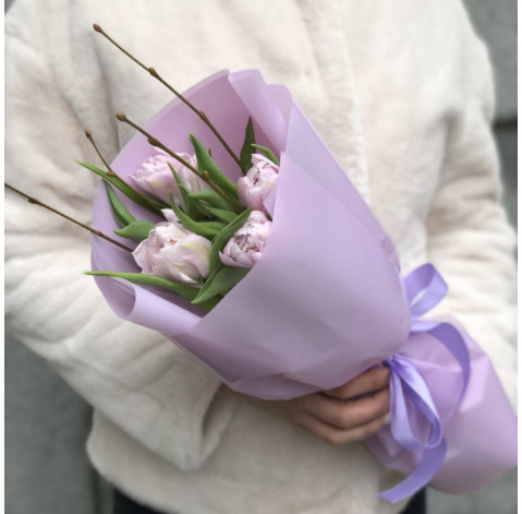 Букет із 5 тюльпанів Дабл Прайс 2 доставка квітів