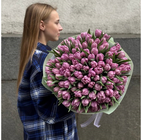 Букет 101 тюльпан Дабл Прайс 1 доставка цветов