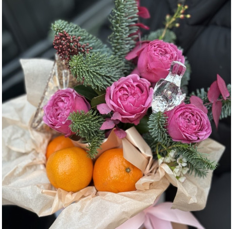 Новогодняя композиция с мандаринами 5 доставка цветов