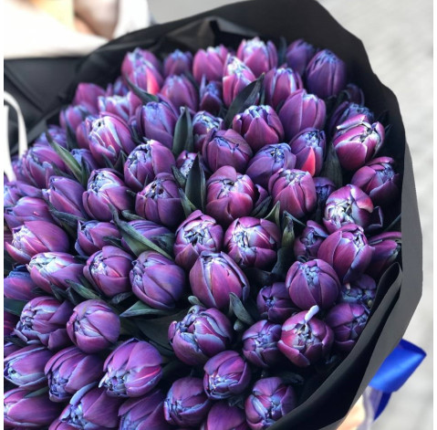Букет 101 космічний тюльпан 4 доставка квітів