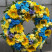 Round Wreath Yellow-Blue 3 Flower delivery foreshortening