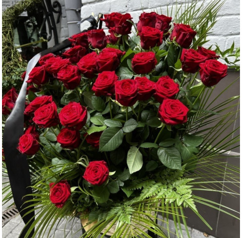Funeral basket of 70 roses 3 Flower delivery