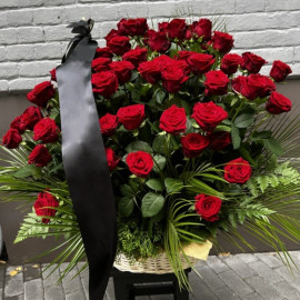 Funeral basket of 70 roses Flower delivery