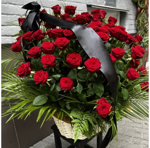 Funeral basket of 70 roses 2 Flower delivery
