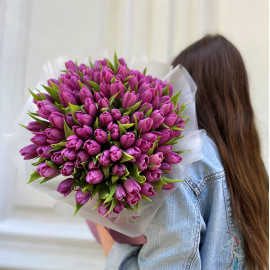 Букет 101 тюльпан  доставка цветов