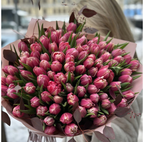 Букет 101 тюльпан Коламбус 2 доставка цветов