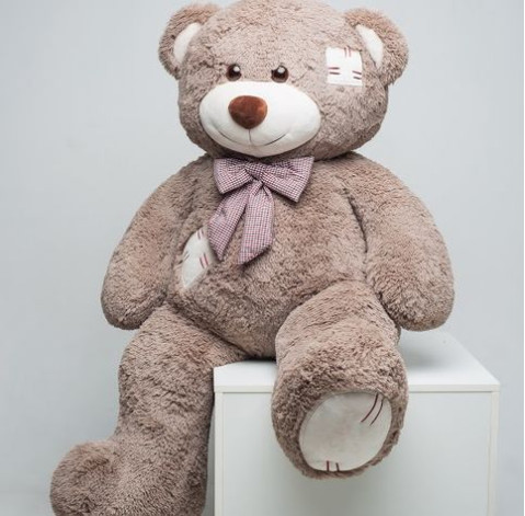 Mr. Bear with patches 150 cm cappuccino 2 Flower delivery