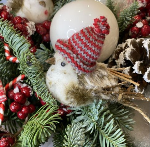 Новорічна композиція з пташками 2 доставка квітів