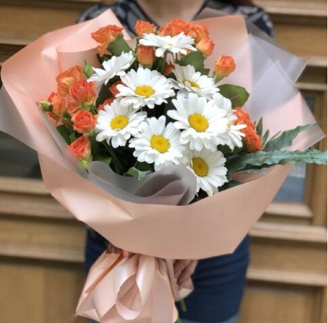 Букет Полум'яна ромашка 2 доставка квітів