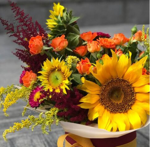 Квіткова композиція Осінні фарби 3 доставка квітів