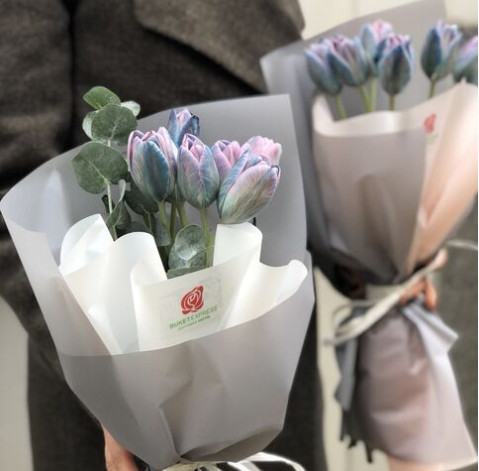 Букет 7 тюльпанів Містик 2 доставка квітів