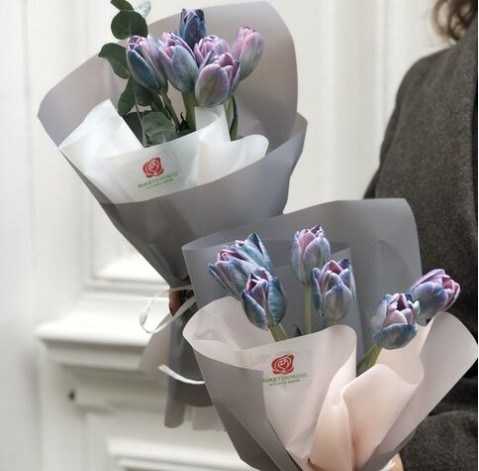 Букет 7 тюльпанів Містик 4 доставка квітів