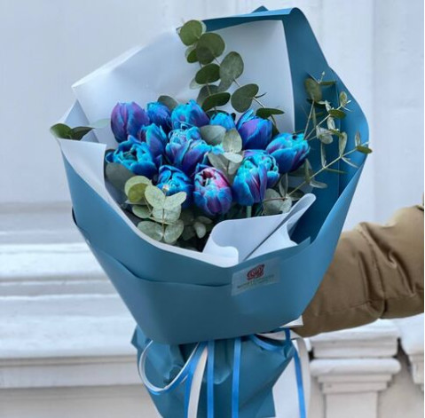Букет 15 тюльпанів Рейнбоу 1 доставка квітів