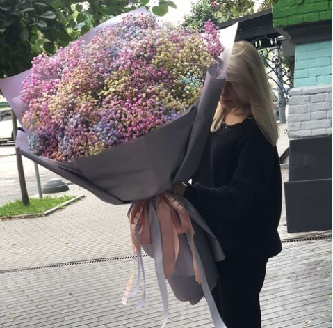 Букет 17 райдужних гіпсофіл 3 доставка квітів