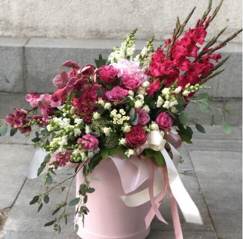 Квіткова композиція Рожева симфонія 1 доставка квітів