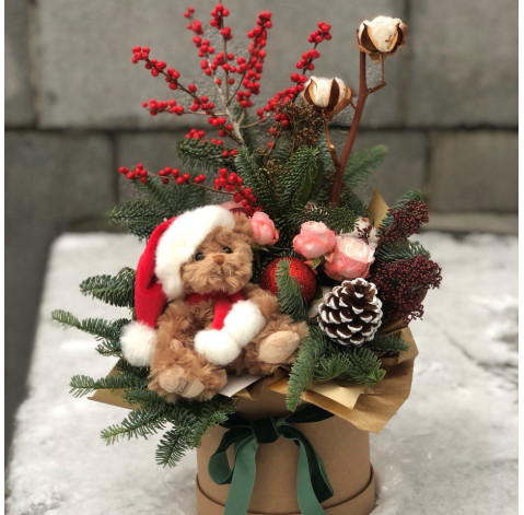 New Year's composition Teddy Bear 1 Flower delivery