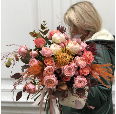 Букет Персикова пастель 2 доставка квітів