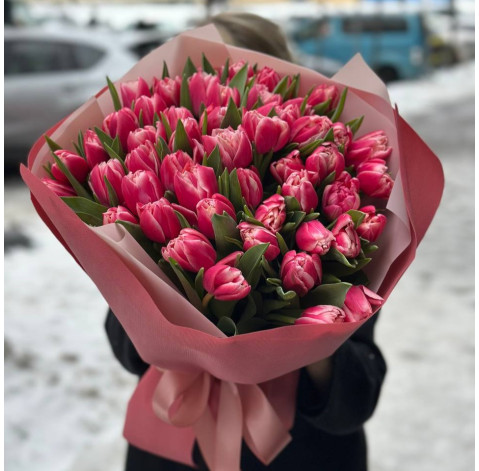 Букет 51 тюльпан Коламбус 2 доставка цветов