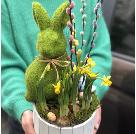 Easter composition Rabbit 3 Flower delivery