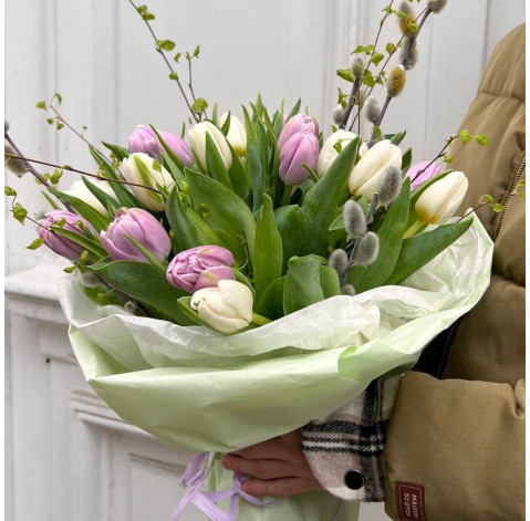 Букет из 17 тюльпанов 2 доставка цветов