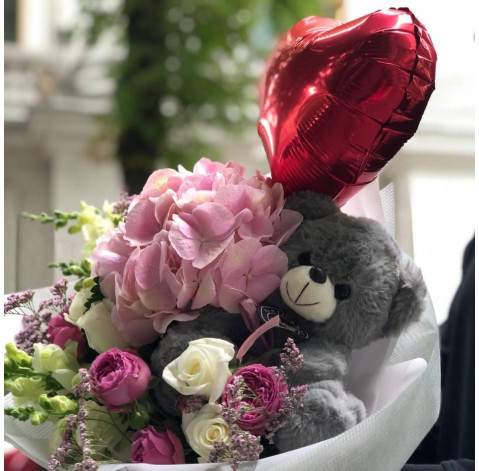 Букет Милий ведмедик 4 доставка квітів