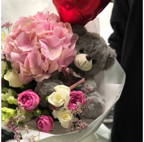 Букет Милий ведмедик 2 доставка квітів