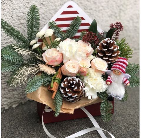 Новорічний конверт Кремовий 2 доставка квітів