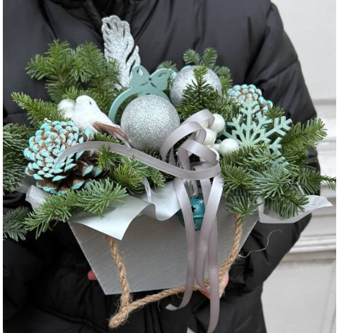 Christmas composition with blue decor 1 Flower delivery