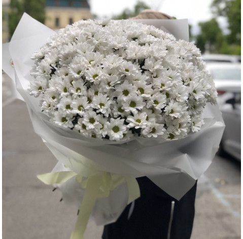 Букет 35 хризантем 2 доставка квітів