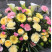 Composition for the funeral ceremony yellow-pink 5 Flower delivery foreshortening