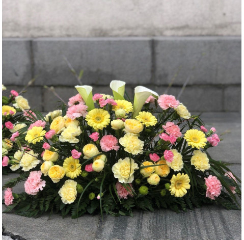 Composition for the funeral ceremony yellow-pink 2 Flower delivery