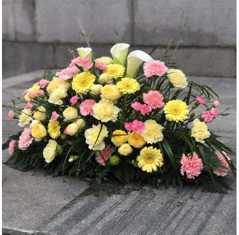 Composition for the funeral ceremony yellow-pink 3 Flower delivery