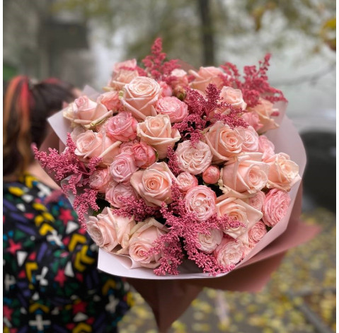 Букет Пудровий туман 3 доставка квітів