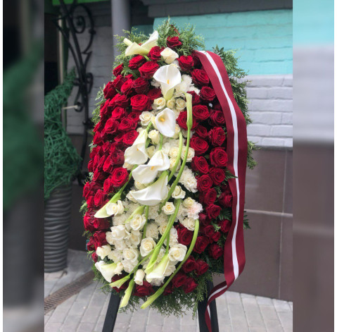Funeral wreath red-white 2 Flower delivery