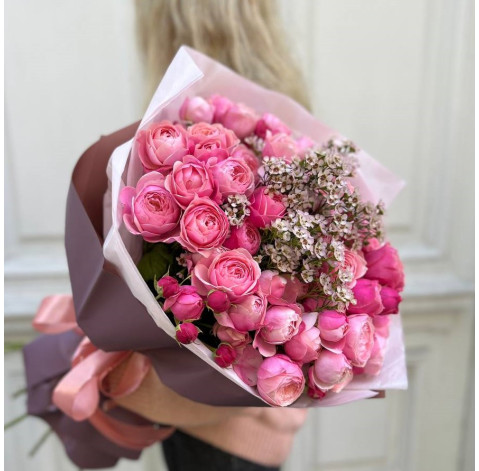 Букет 25 троянд Сільва Пінк 2 доставка квітів