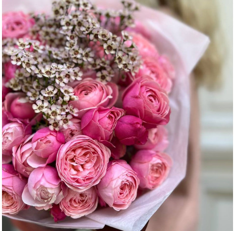 Букет 25 троянд Сільва Пінк 3 доставка квітів