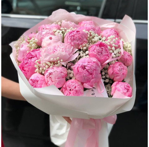 Bouquet Peonies and gypsophila 1 Flower delivery